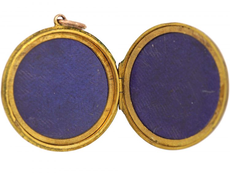 Edwardian 9ct Back & Front Round Locket with Paste Set Flower