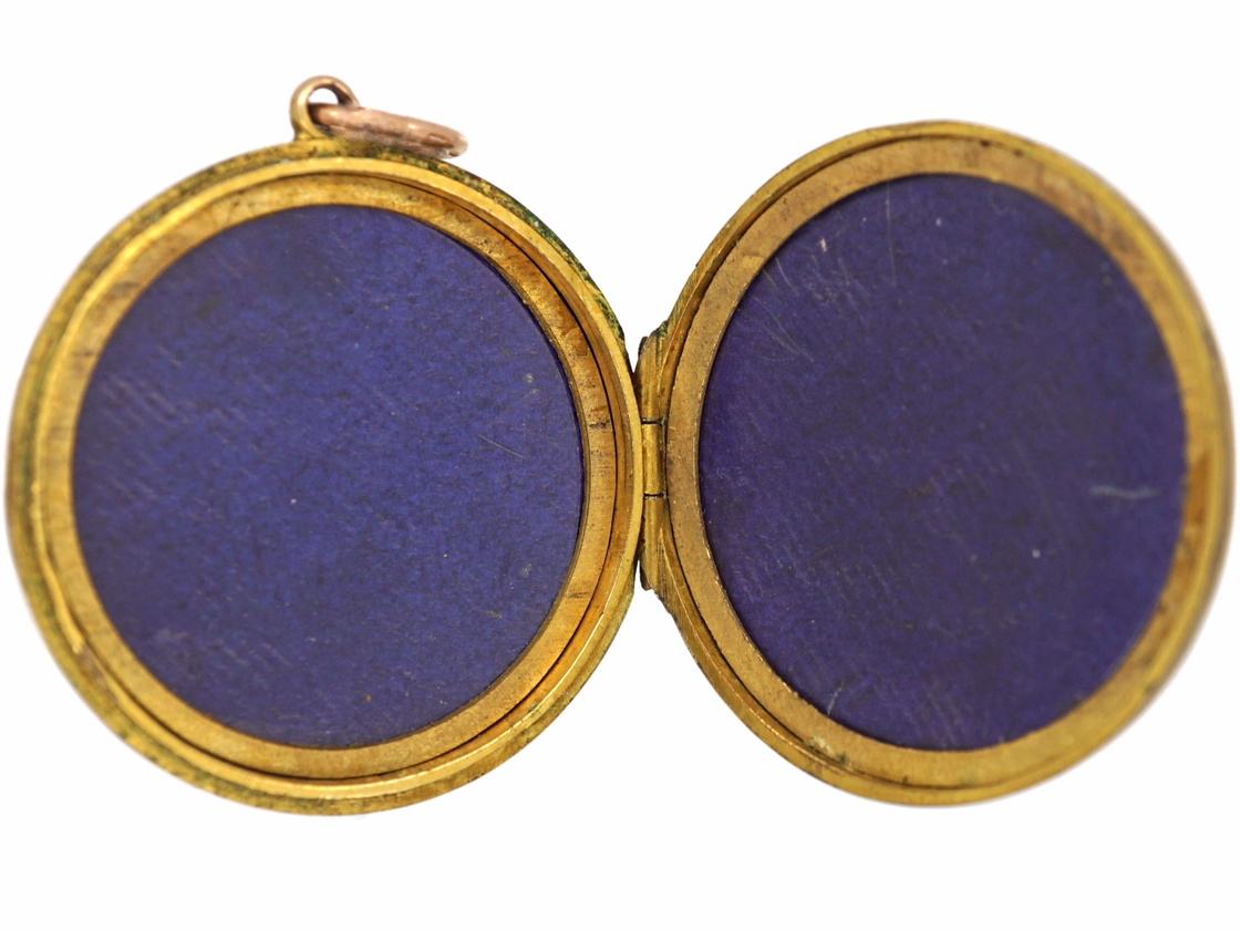 Edwardian 9ct Back & Front Round Locket with Paste Set Flower (879T ...