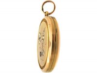 Edwardian 9ct Back & Front Round Locket with Paste Set Flower