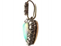 Edwardian Rose Diamond & Opal Heart Pendant with Locket on Reverse