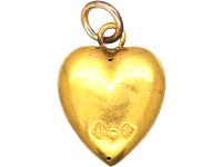 Edwardian 15ct Gold Heart Pendant set with a Sapphire, Ruby & Rose Diamond