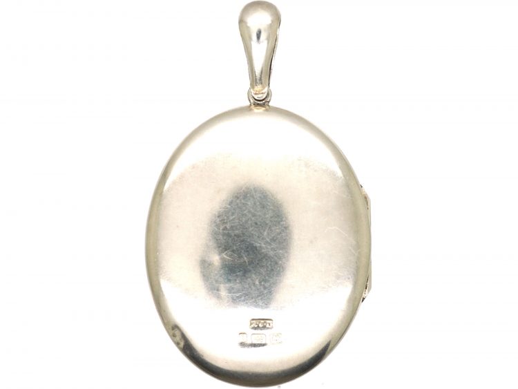 Victorian Silver & Gold Overlay Locket with Crane & Dragonfly Detail