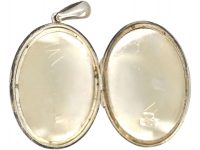 Victorian Silver & Gold Overlay Locket with Crane & Dragonfly Detail