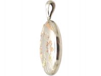 Victorian Silver & Gold Overlay Locket with Crane & Dragonfly Detail