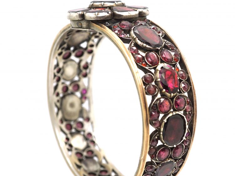Georgian Silver & Gold, Almandine Garnet Bangle