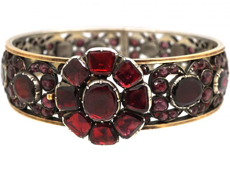 Georgian Silver & Gold, Almandine Garnet Bangle