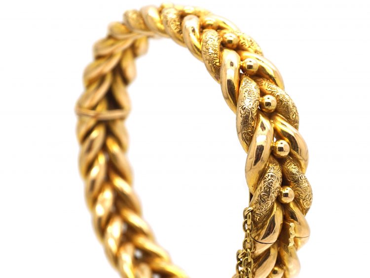 Victorian 15ct Gold Interwoven Illusion Bangle