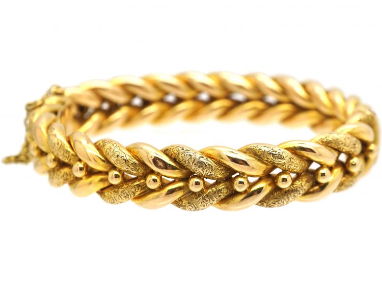 Victorian 15ct Gold Interwoven Illusion Bangle