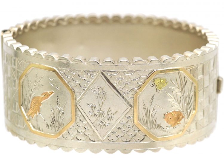 Victorian Silver & Gold Overlay Bangle in Aesthetic Style