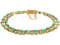 Edwardian 15ct Gold & Turquoise Bracelet