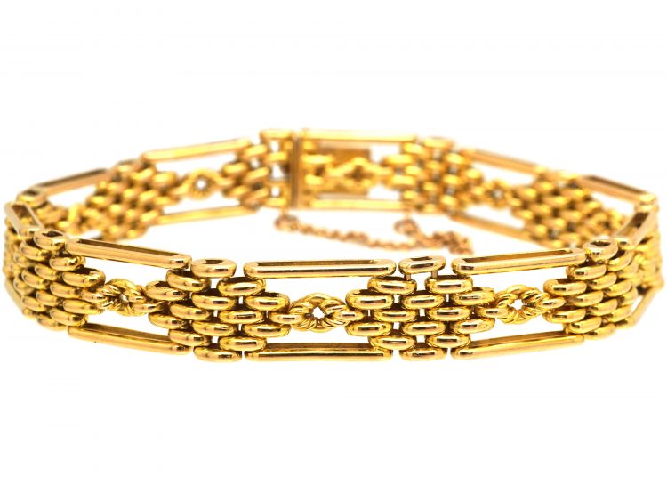 Edwardian 15ct Gold Gate Bracelet with Knot Detail