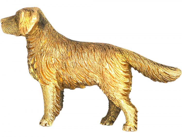 Edwardian 9ct Gold Brooch of a Labrador