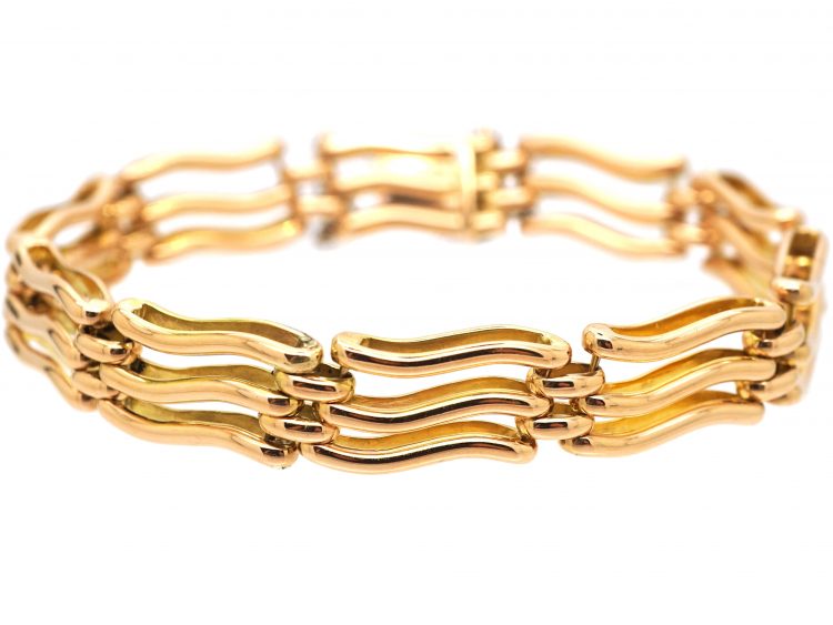 Edwardian 15ct Gold Wave Gate Bracelet