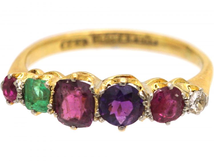 Edwardian 18ct Gold & Platinum, Acrostic Ring That Spells Regard