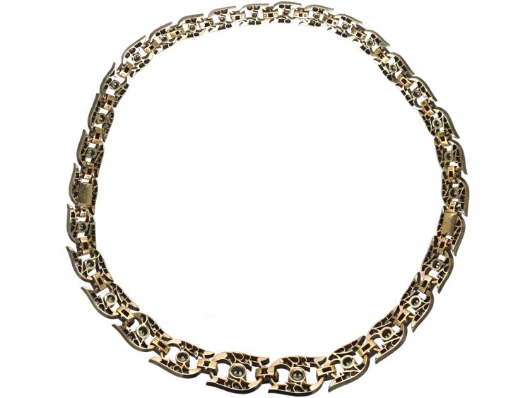 19th Century Old Mine Cut Diamond Set Collar that Converts to Two Bracelets