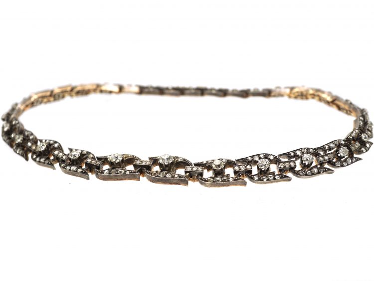19th Century Old Mine Cut Diamond Set Collar that Converts to Two Bracelets