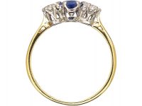 18ct Gold, Three Stone Diamond & Sapphire Ring
