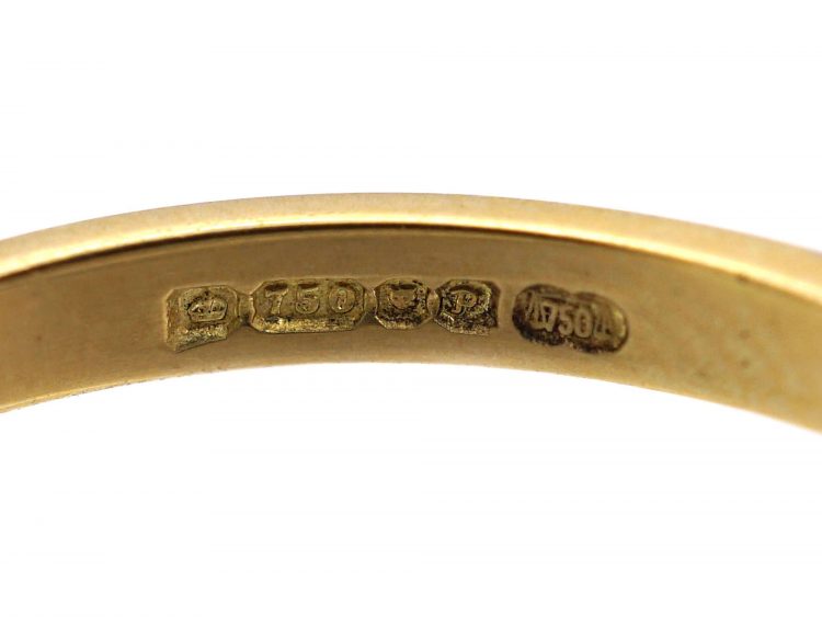18ct Gold, Three Stone Diamond & Sapphire Ring