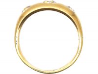 Victorian 18ct Gold & Three Stone Diamond Rub Over Set Ring