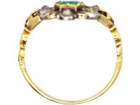 Georgian 18ct Gold & Silver, Emerald & Diamond Ring