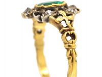 Georgian 18ct Gold & Silver, Emerald & Diamond Ring