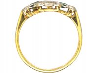 Art Deco 18ct Gold & Platinum, Emerald & Diamond Cluster Ring