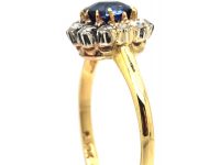 Edwardian 10ct Gold, Sapphire & Rose Diamond Cluster Ring