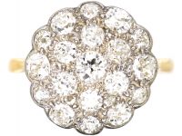 Early 20th Century 18ct Gold & Platinum Large Diamond Cluster Ring