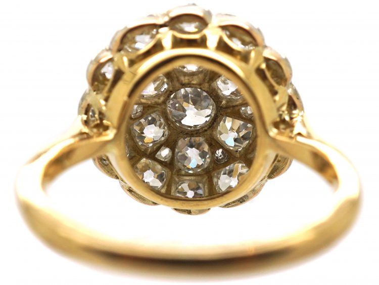 Early 20th Century 18ct Gold & Platinum Large Diamond Cluster Ring