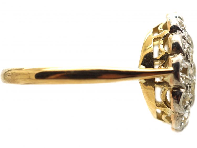 Early 20th Century 18ct Gold & Platinum Large Diamond Cluster Ring