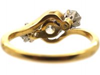 Edwardian 18ct Gold & Platinum Crossover Ring Set with Three Diamonds