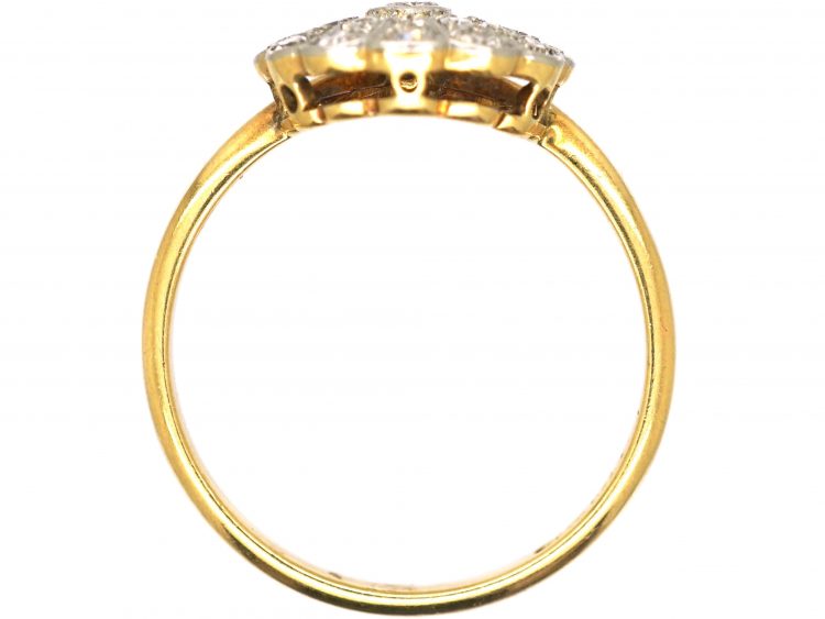 Art Deco 18ct Gold & Platinum, Diamond Set Fan Shaped Ring