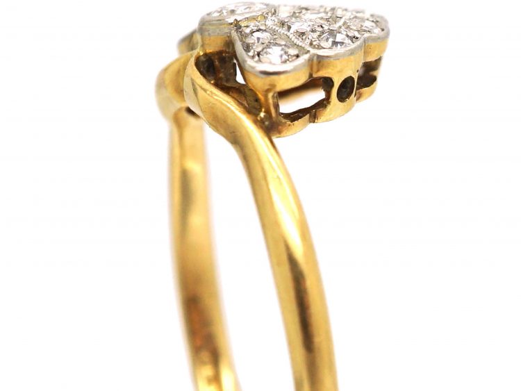 Art Deco 18ct Gold & Platinum, Diamond Set Fan Shaped Ring