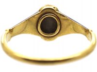 Early 19th Century 15ct Gold, Royal Blue Enamel, Natural Split Pearl & Diamond Ring
