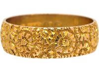 Edwardian 9ct Gold Wedding Ring with Orange Blossom Motifs