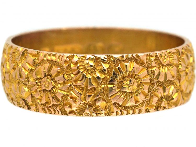 Edwardian 9ct Gold Wedding Ring with Orange Blossom Motifs