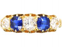 Edwardian 18ct Gold, Sapphire & Diamond Five Stone Ring