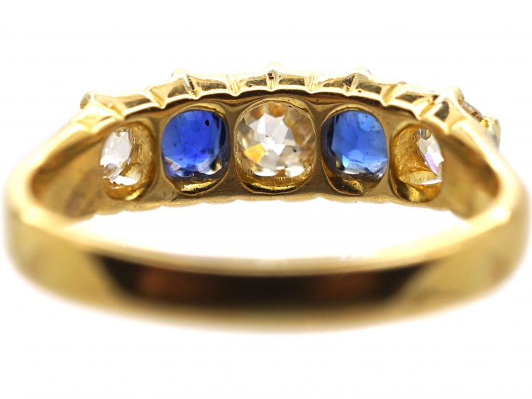 Edwardian 18ct Gold, Sapphire & Diamond Five Stone Ring