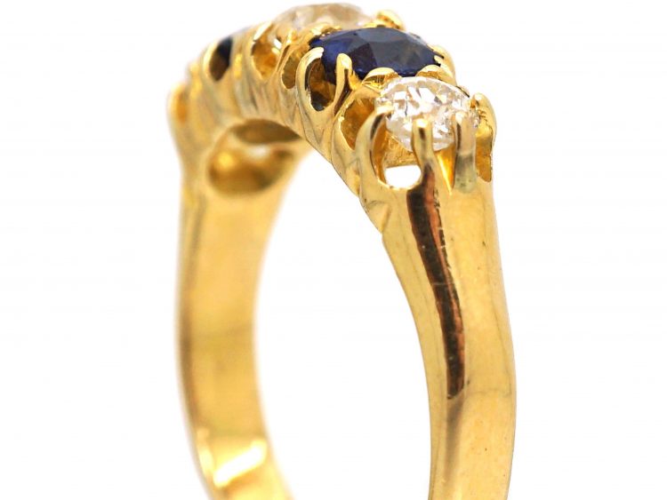 Edwardian 18ct Gold, Sapphire & Diamond Five Stone Ring