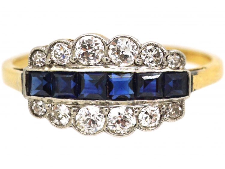 Art Deco 18ct & Platinum, Sapphire & Diamond Ring