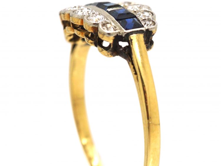 Art Deco 18ct & Platinum, Sapphire & Diamond Ring