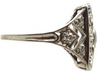 Art Deco Platinum, Sapphire & Diamond Geometric Ring