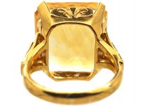 Retro 18ct Gold & Ring set with a Large Emerald Cut Citrine