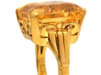 Retro 18ct Gold & Ring set with a Large Emerald Cut Citrine