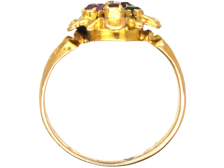 Georgian 15ct Gold Acrostic Pansy Cluster Ring that Spells Regard