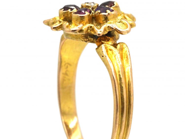 Georgian 15ct Gold Acrostic Pansy Cluster Ring that Spells Regard
