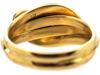 Victorian 18ct Gold Double Snake Ring with Rose Diamond Eyes