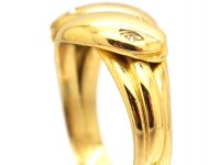 Victorian 18ct Gold Double Snake Ring with Rose Diamond Eyes