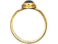 Arts & Crafts 18ct Gold, Black Enamel & Moonstone Ring