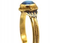 Arts & Crafts 18ct Gold, Black Enamel & Moonstone Ring
